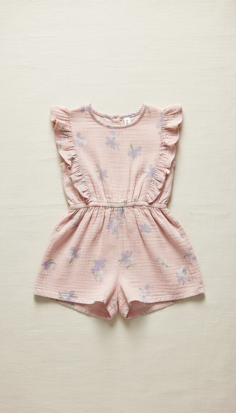 Blush petal cotton romper