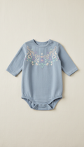 Gentle blue embroidered onesie