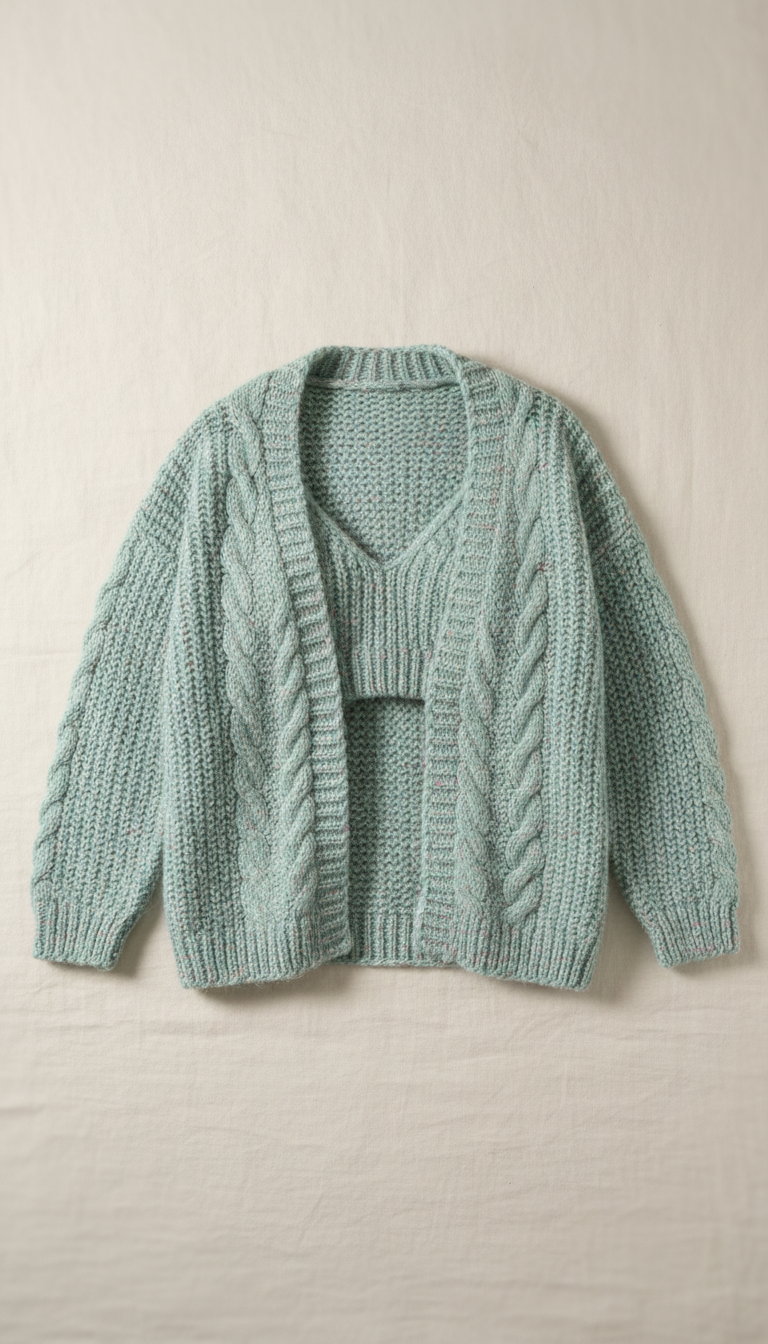 Seafoam knit cardigan set